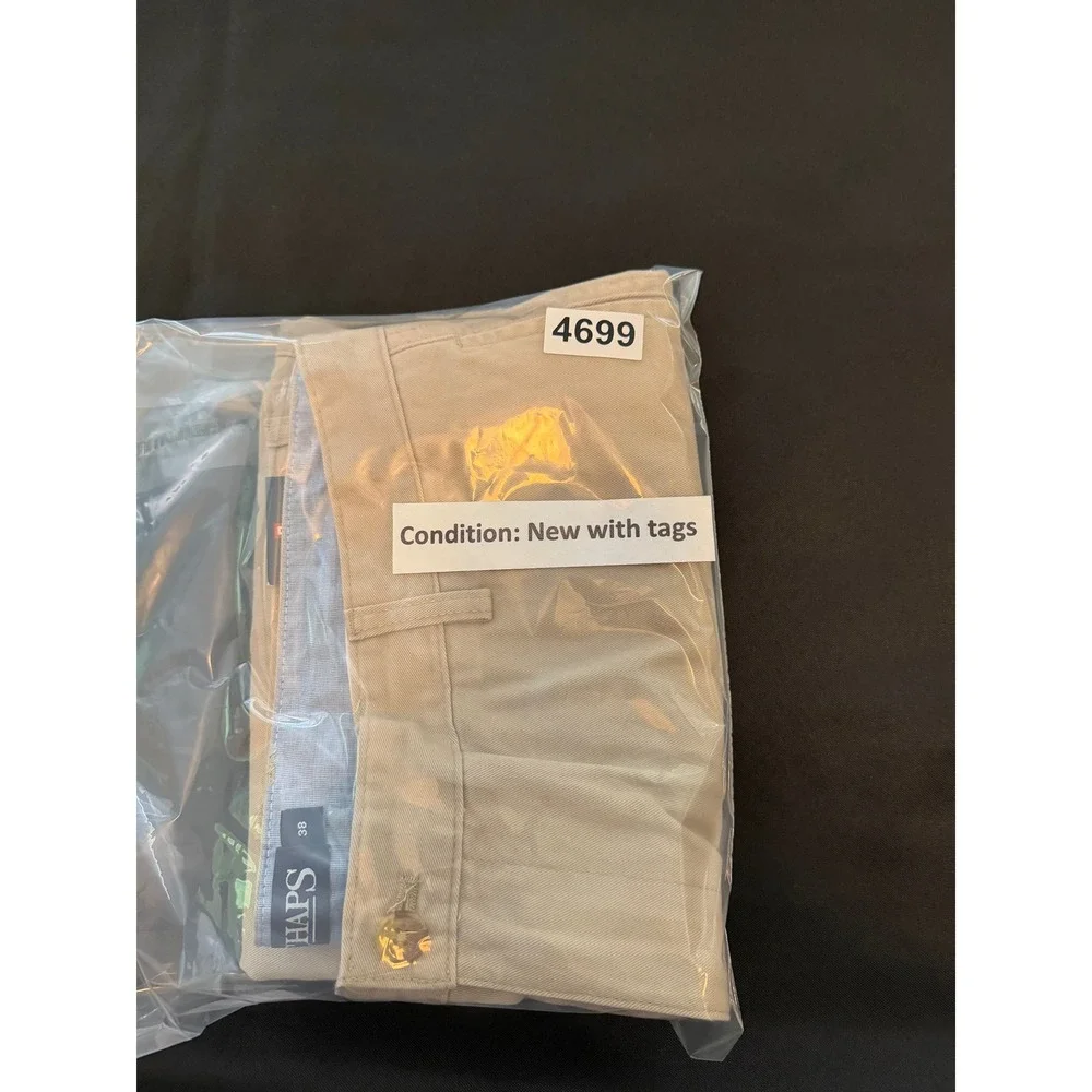 Chaps Mens Tan Khaki Flat Front Cotton Twill Casual Shorts Size 38 NWT